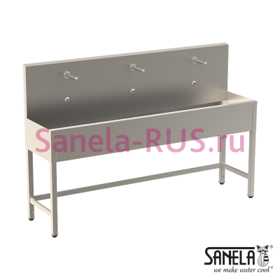 Нержавеющая раковина коллективная на ножках 1900мм SLUN 51ET арт: 93513 Sanela Чехия (фото, схема)
